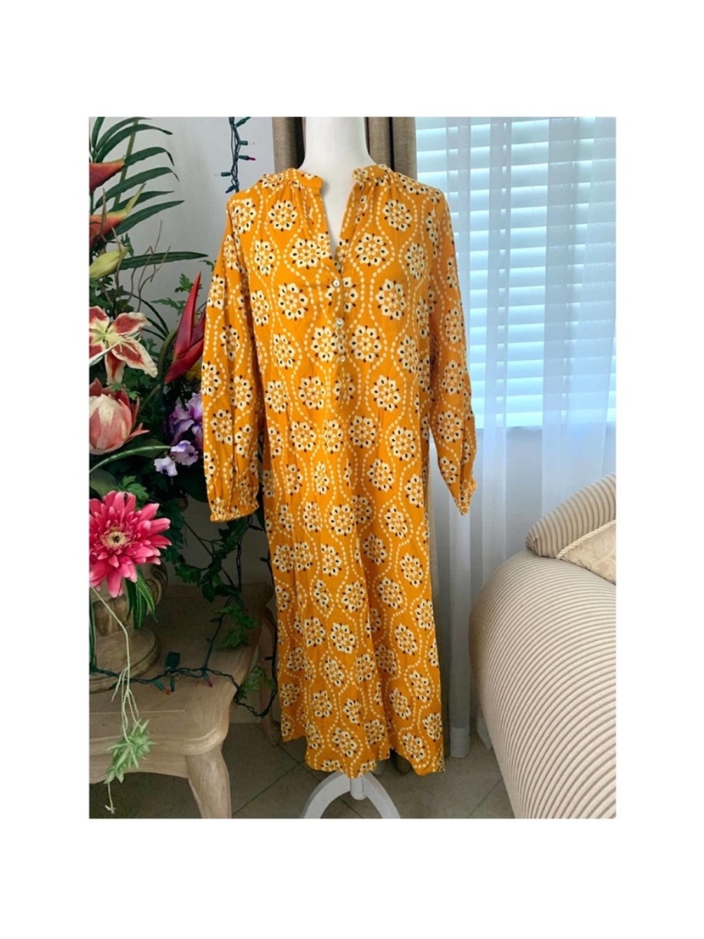 Zara Orange Floral Print Midi Dress - Casual Women's Dress - Picture 4 of 11